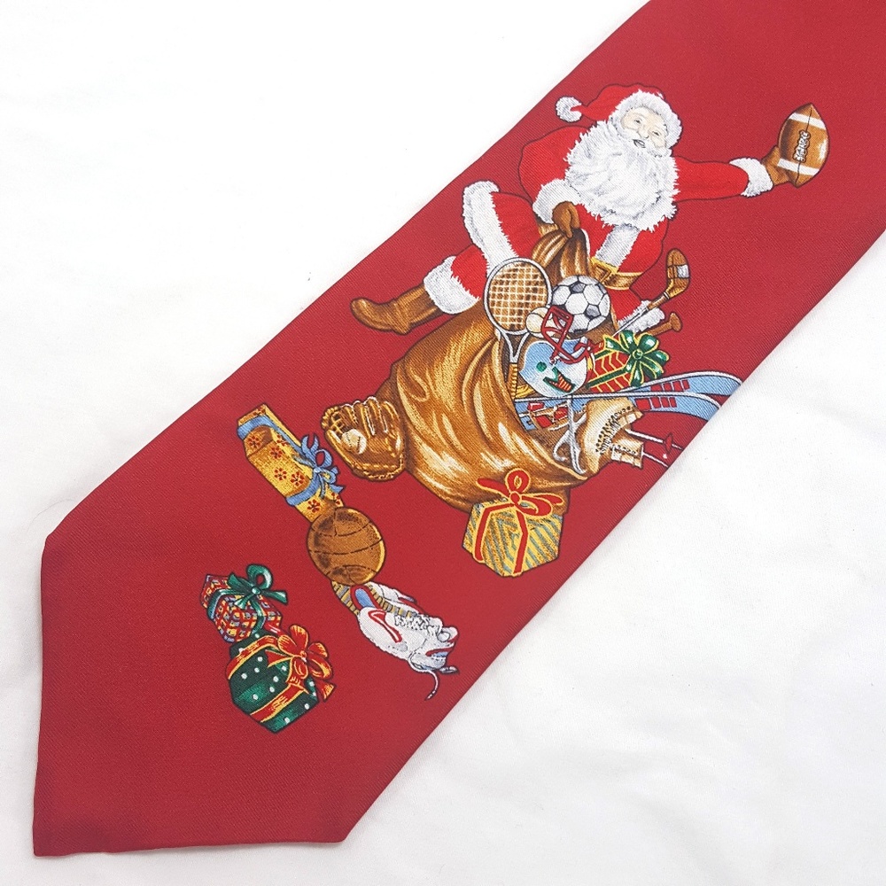 Santa Claus Sporting Goods Tie Silk Christmas